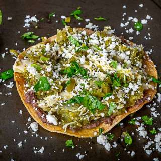 Chicken Chile Verde Tostadas