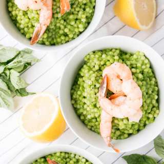 Spinach Pesto with Couscous and Shrimp