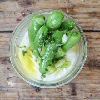 Sugar Snap Peas with Mint and Whipped Ricotta