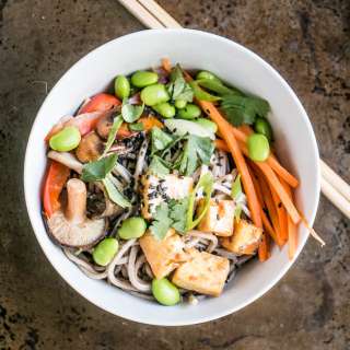 Peanut Tofu and Soba Noodle Bowl