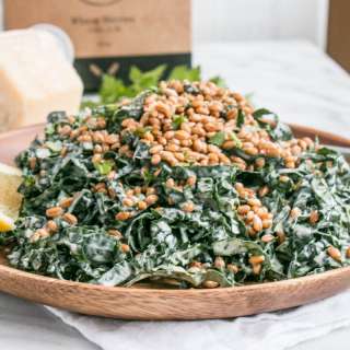 Kale Caesar Salad with Toasted Wheat Berries