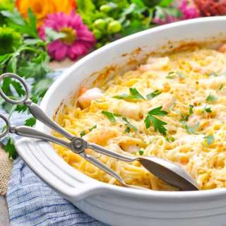 Dump-and-Bake Shrimp Scampi with Linguine