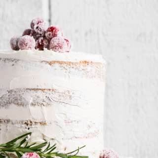 Spiced Apple Cider Cake with Frosted Cranberries