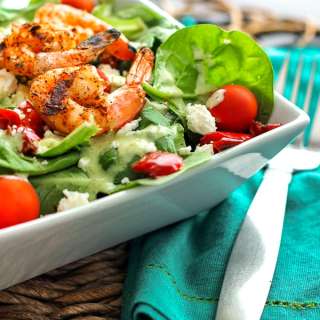 Grilled Shrimp Salad with Cilantro Verde Dressing