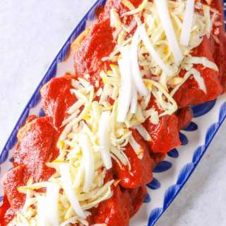 Enchiladas Rojas with Shredded Beef