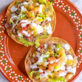 Ground Beef Tostadas with Refried Beans