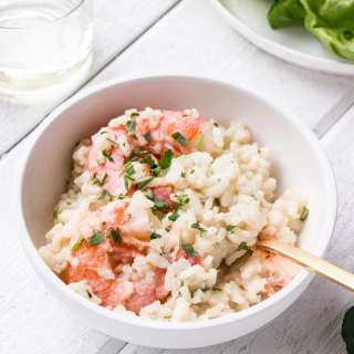 Date Night Oven Baked Garlic Butter Prawn Risotto