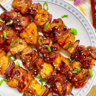 Honey Sriracha Pineapple Chicken Skewers
