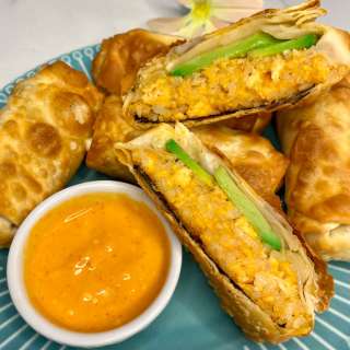 Spicy Salmon Egg Rolls
