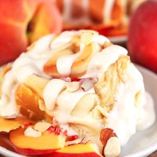 Peaches and Cream Cinnamon Rolls