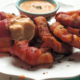 Bacon Onion Rings with Adobo Aioli