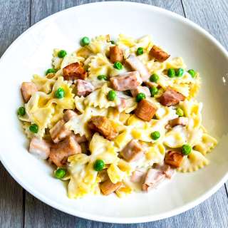 Creamy Ham and Peas Bowtie Pasta with Bechamel (Besciamella) Sauce
