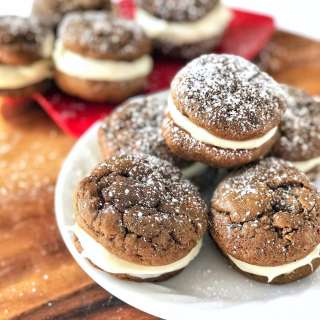 Gingerbread Whoopie Pies with Marshmallow-Cream Cheese Filling