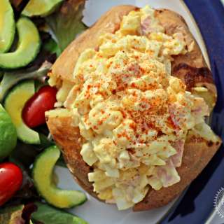 Curried Egg Mayonnaise with Ham & Sweetcorn Jacket Potatoes