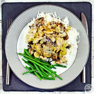 Chicken, Mushroom & Leeks in a Cream & White Wine Sauce
