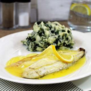 Grilled Seabass with Lemon Garlic Butter Sauce & Colcannon