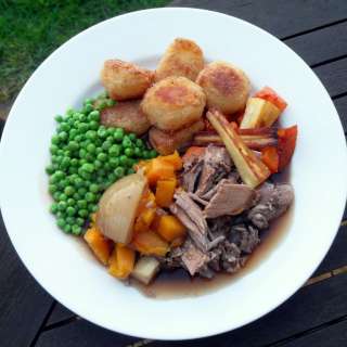 Slow Cooked Pulled Lamb with White Wine & Root Vegetables