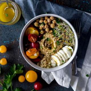 Flavorful Quinoa Hummus Protein Power Bowl