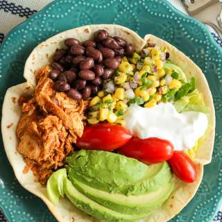 Chicken Taco Salad in a Tortilla Bowl