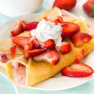 Strawberry Crepes with Cream Cheese Filling