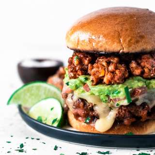 Chorizo Burger with Mexican Street Corn Fritters
