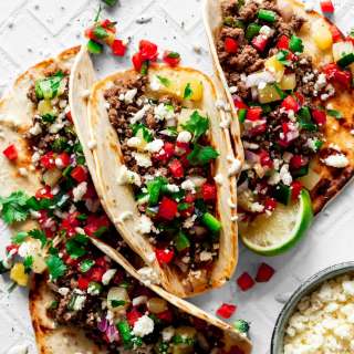 Pineapple Beef Taco Recipe with Poblano Salsa