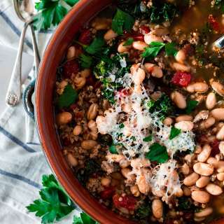 Spicy White Bean Soup with Kale and Asiago