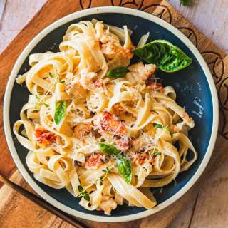 Lobster Pasta with Herb Parmesan Sauce