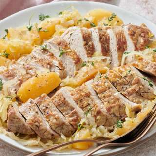 Slow Cooker Pork Tenderloin with Apples and Sauerkraut