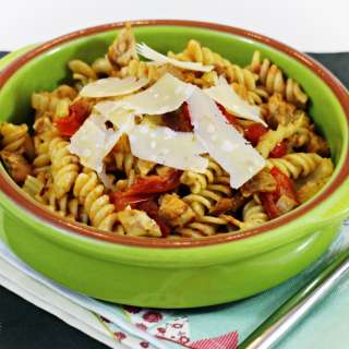 Quick Leftover Pork Pesto Pasta