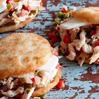 Arepas with Pulled Poblano Chicken