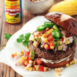 Tex Mex Burger with Avocado Corn Relish
