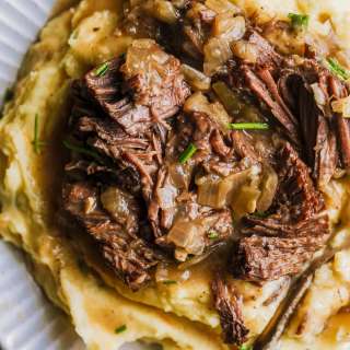 French Onion Pot Roast with Cheesy Mashed Potatoes