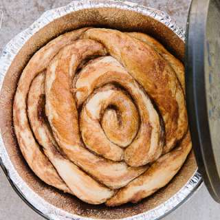 Dutch Oven Cinnamon Roll