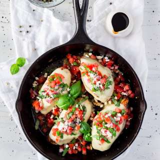 Skillet Bruschetta Chicken with Balsamic Glaze
