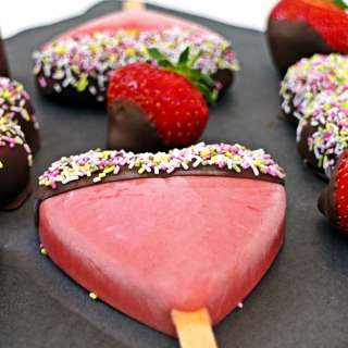 Strawberry, Banana & Custard Ice Lollies