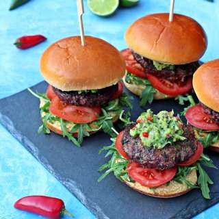 BBQ Chilli Burgers with Spicy Guacamole