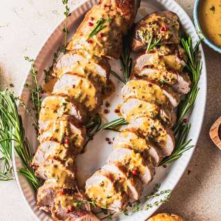 Juicy Pork Tenderloin with Mustard Sauce