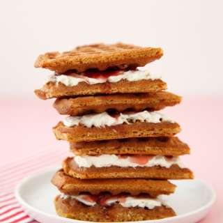 Strawberry Cream Cheese Waffle Sandwiches