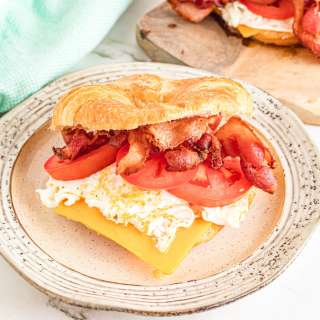 Bacon Egg and Cheese Breakfast Croissant Sandwich