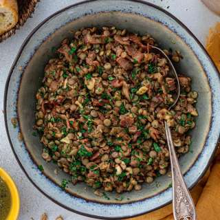 Warm Lentil Salad with Bacon and Walnuts