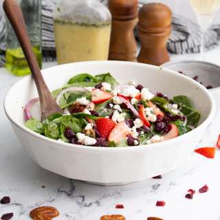 Easy Strawberry Spinach Salad with Goat Cheese