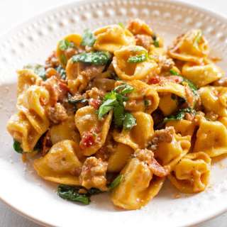 One-Pot Creamy Sausage and Tomato Tortellini