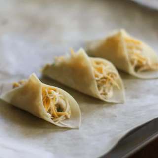 Chicken Verde Wonton Tacos