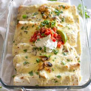 Mushroom, Spinach, and Chicken Enchiladas