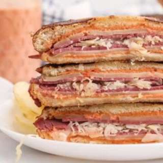 The Best Toasted Reuben Sandwich with Homemade Dressing