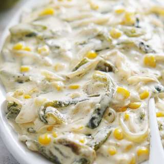 Rajas Con Crema (Roasted Poblanos in a creamy sauce)