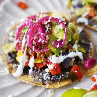 Black Bean Tostadas With Roasted Veggies