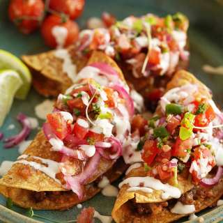 Baked Tacos with Beef Picadillo