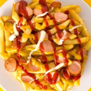 Salchipapas (Beef Sausages and French Fries)